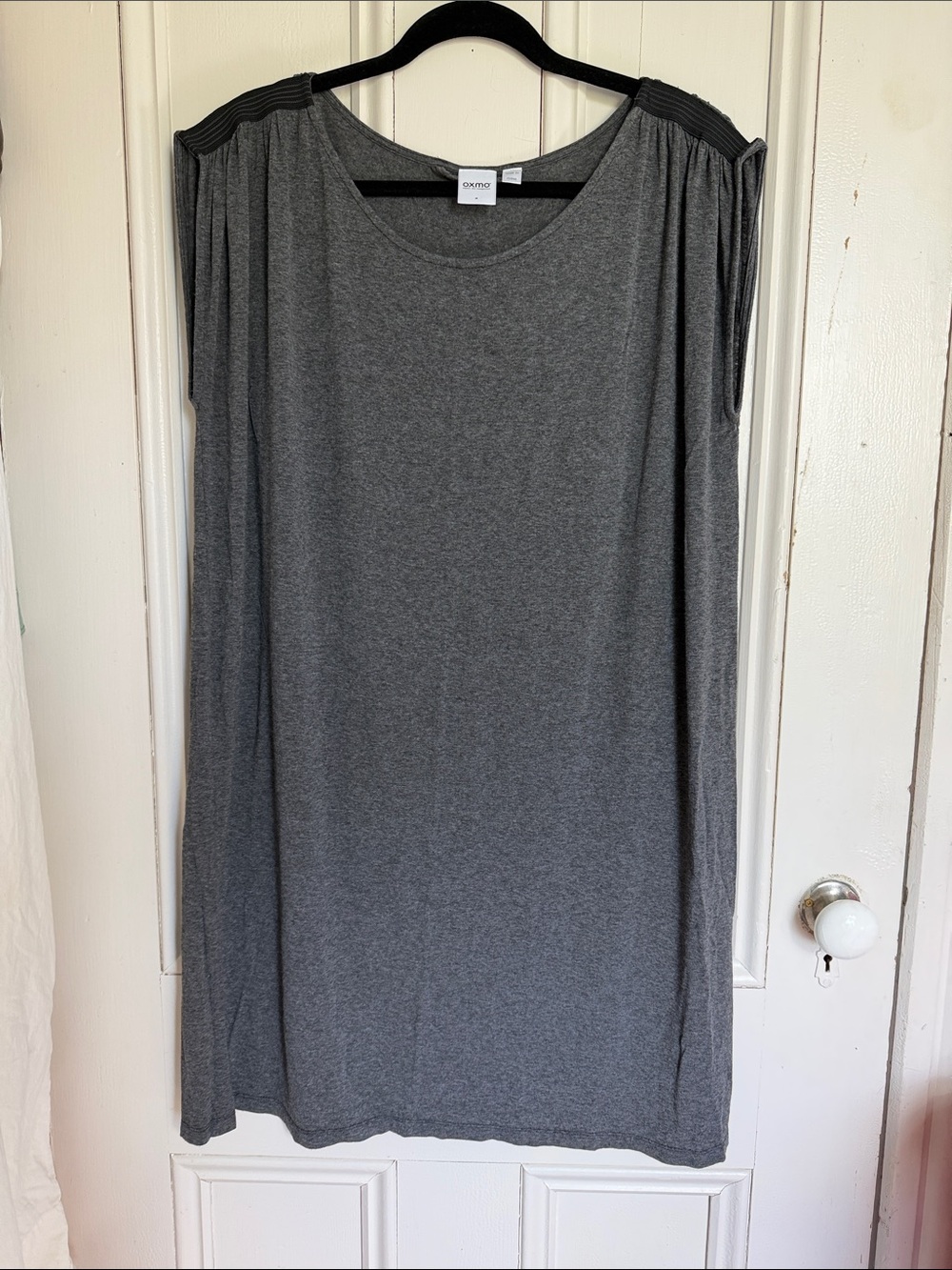 OXMO Charcoal Gray Short Sleeve Midi Dress